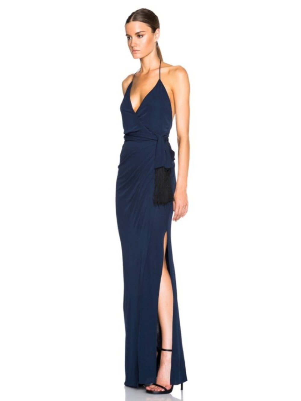 L'agence Sabrina Halter Maxi Dress Navy Blue Size 2 Formal Cocktail Wedding